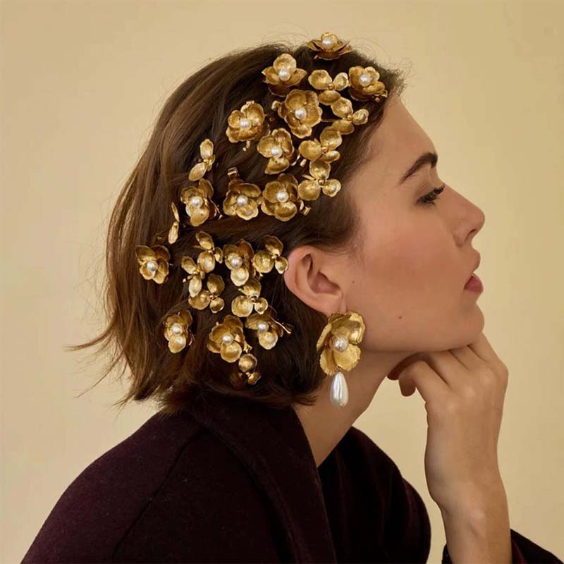 Vintage Pearl Flower Hairpin Side Clip Hair Accessories