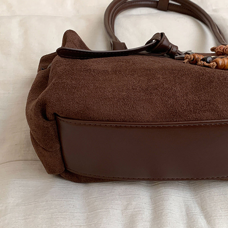 Vintage Large Capacity Suede Tote Bag Underarm Bag