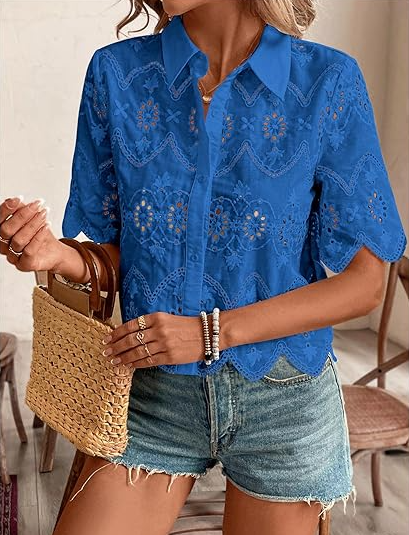 Eyelet Chic Summer Blouse