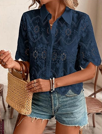 Eyelet Chic Summer Blouse
