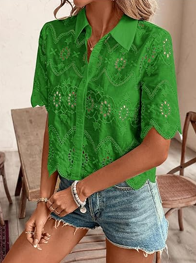 Eyelet Chic Summer Blouse
