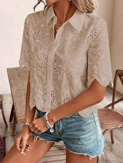 Eyelet Chic Summer Blouse