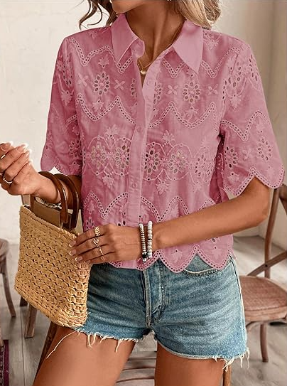 Eyelet Chic Summer Blouse