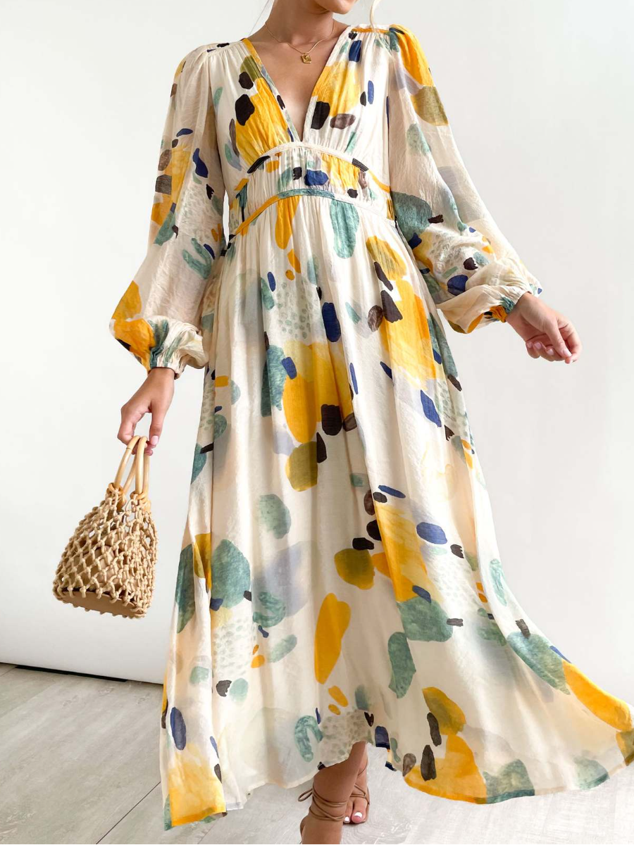 Elegant Floral Chiffon Midi Dress
