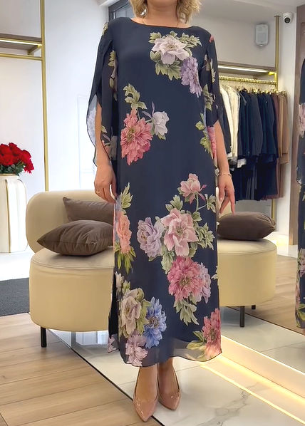 Flowy Chiffon Floral Midi Dress