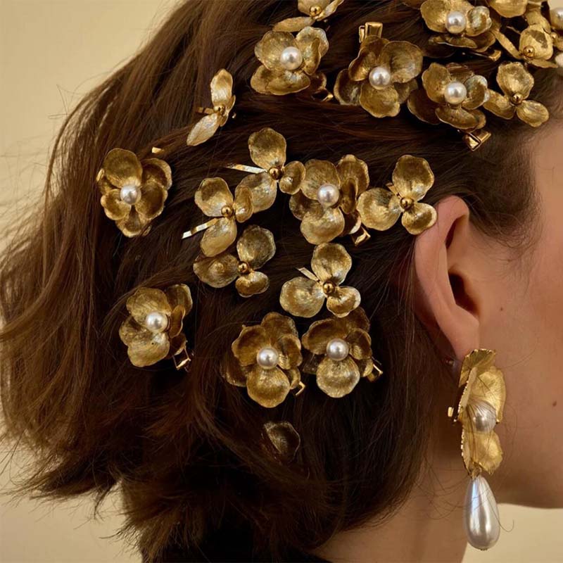 Vintage Pearl Flower Hairpin Side Clip Hair Accessories