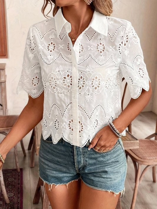 Eyelet Chic Summer Blouse