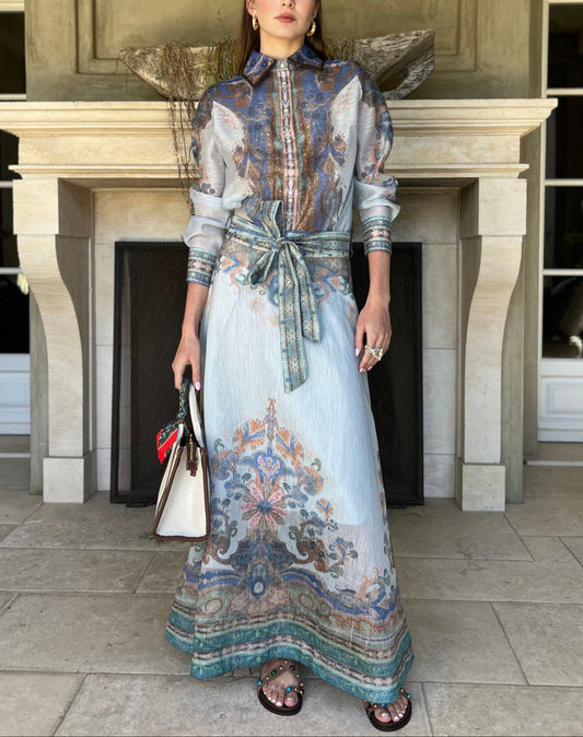 Emhroidered Printed Two-piece Set