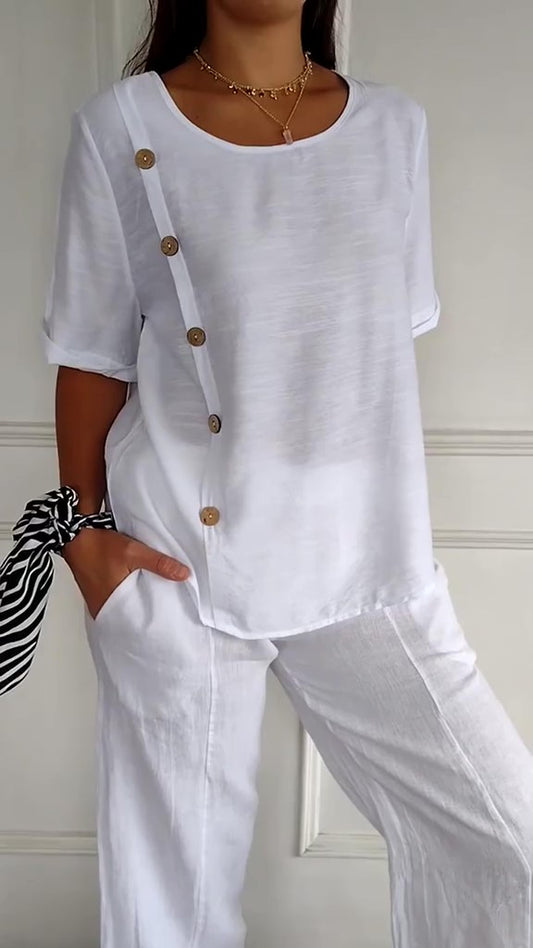 Casual Cotton and Linen Button-Down Shirt