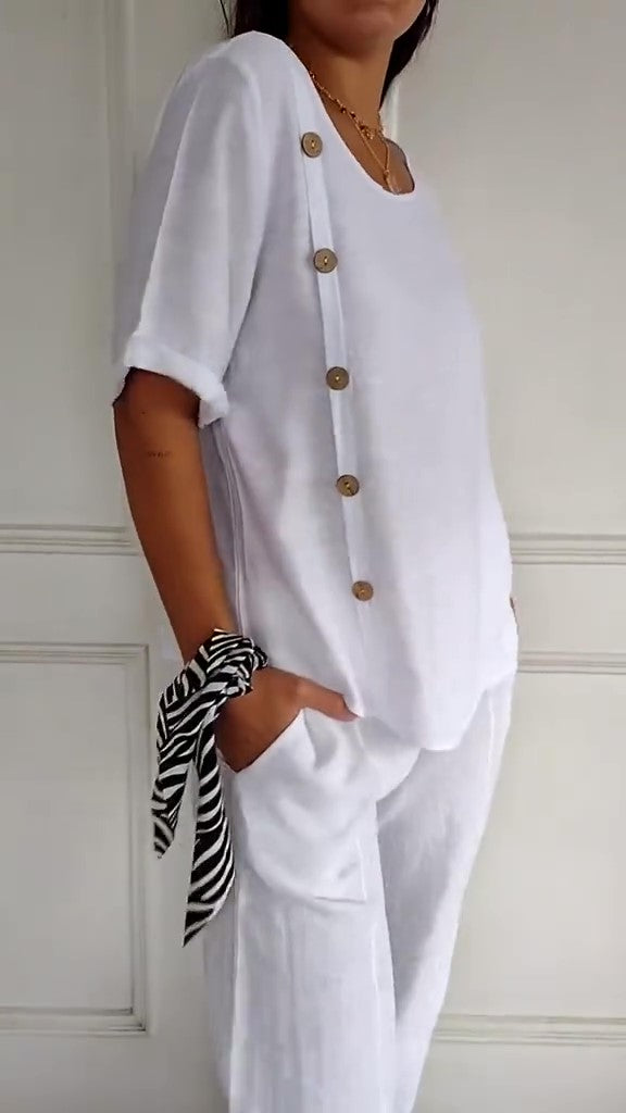 Casual Cotton and Linen Button-Down Shirt