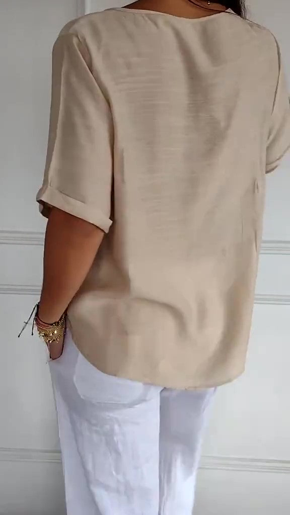 Casual Cotton and Linen Button-Down Shirt