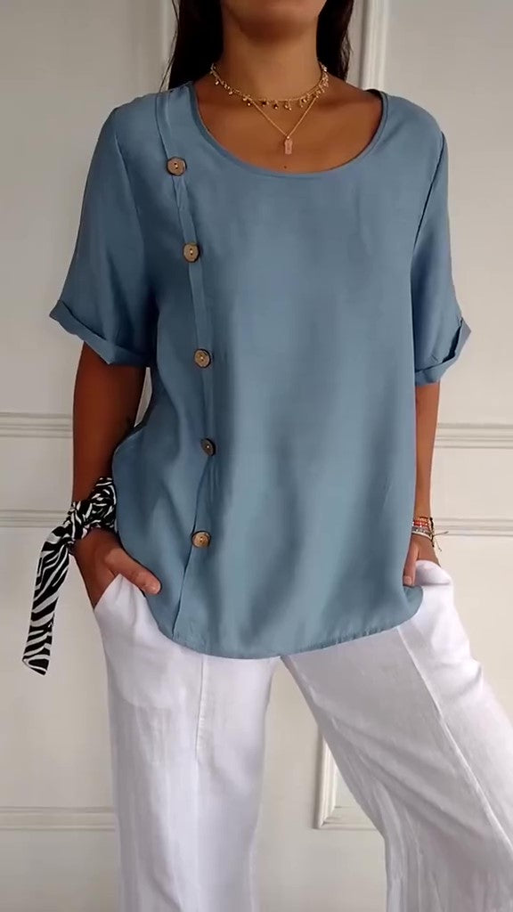 Casual Cotton and Linen Button-Down Shirt