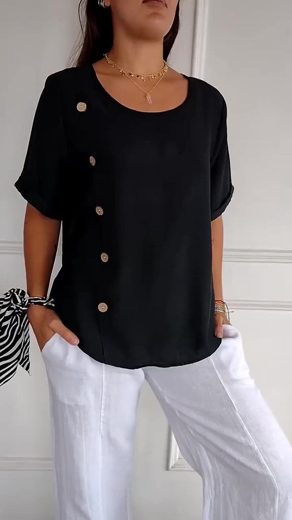 Casual Cotton and Linen Button-Down Shirt