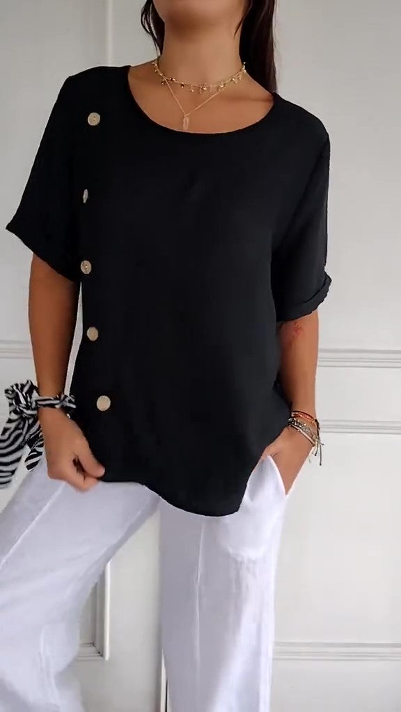 Casual Cotton and Linen Button-Down Shirt
