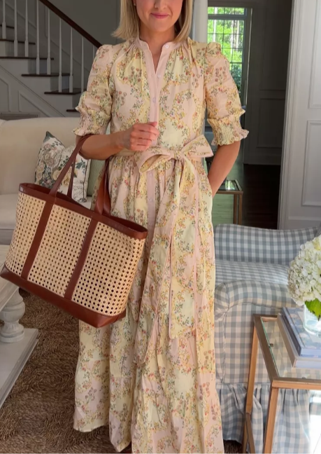 Linen-blend Midi Dress In Yellow