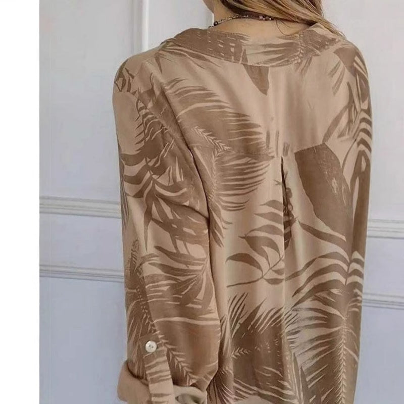 Women's Fashion Printed V Neck Top