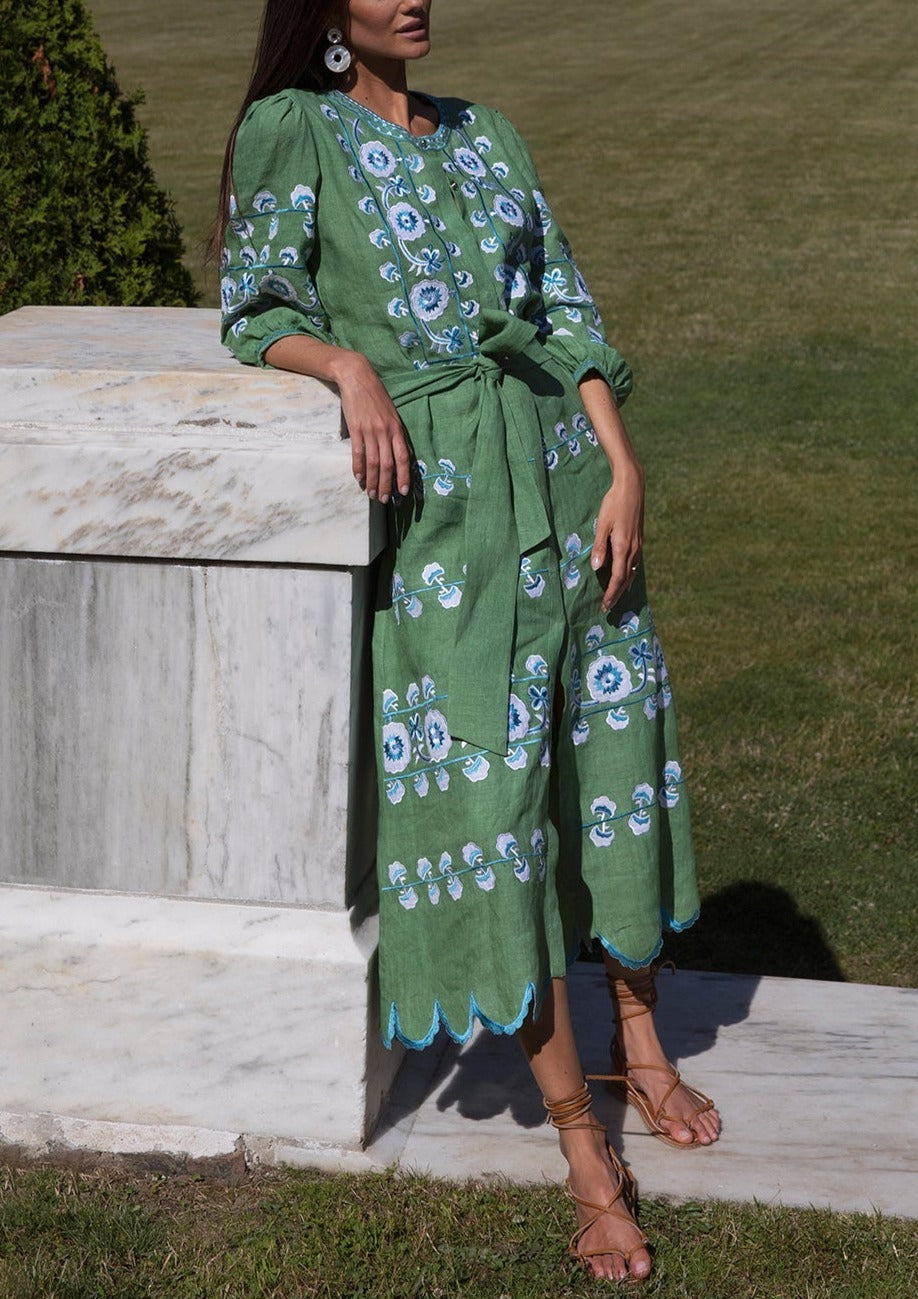 Linen Tie Belt Dress