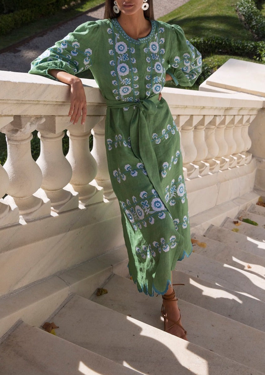 Linen Tie Belt Dress