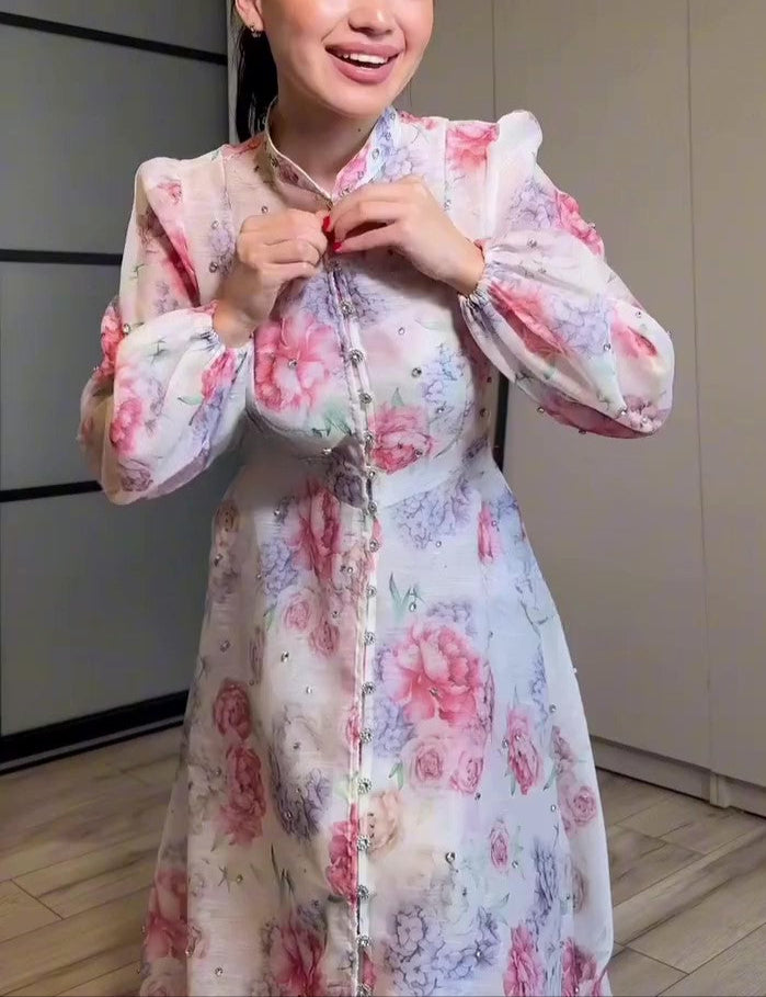 Chiffon Printed Dress 2-Piece Set