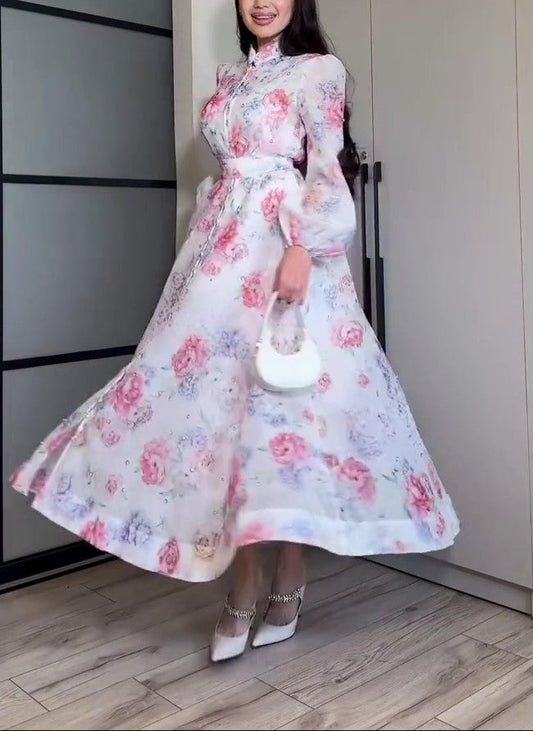 Chiffon Printed Dress 2-Piece Set