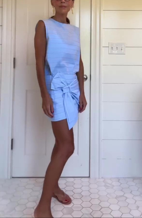 Striped Sleeveless Top & Bow Skirt