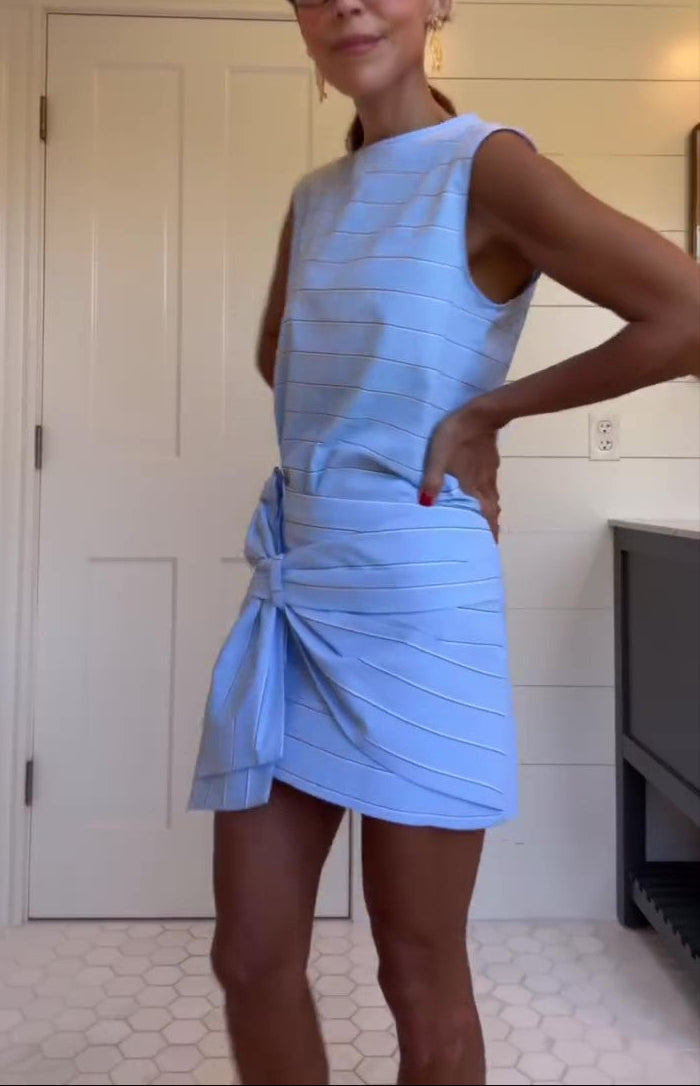 Striped Sleeveless Top & Bow Skirt