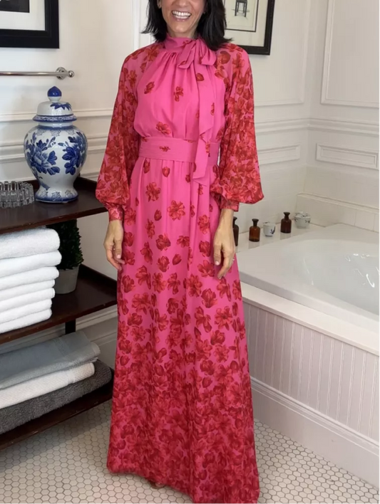 Fashion Flower Pink Gauze Dress