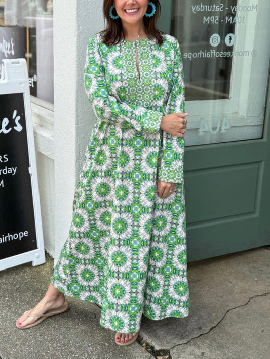 Turtleback Print Kaftan Dress