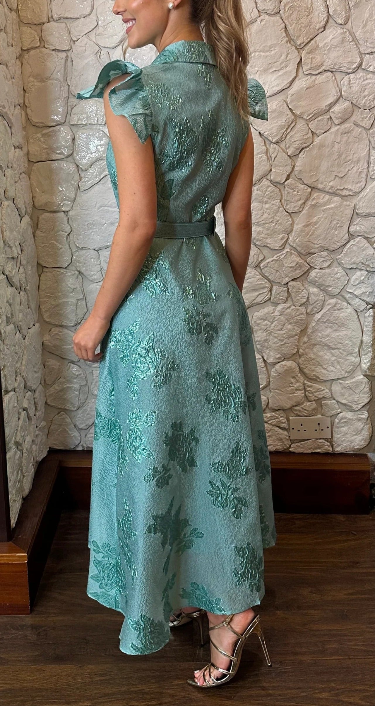 Ruffled Jacquard Maxi Dress