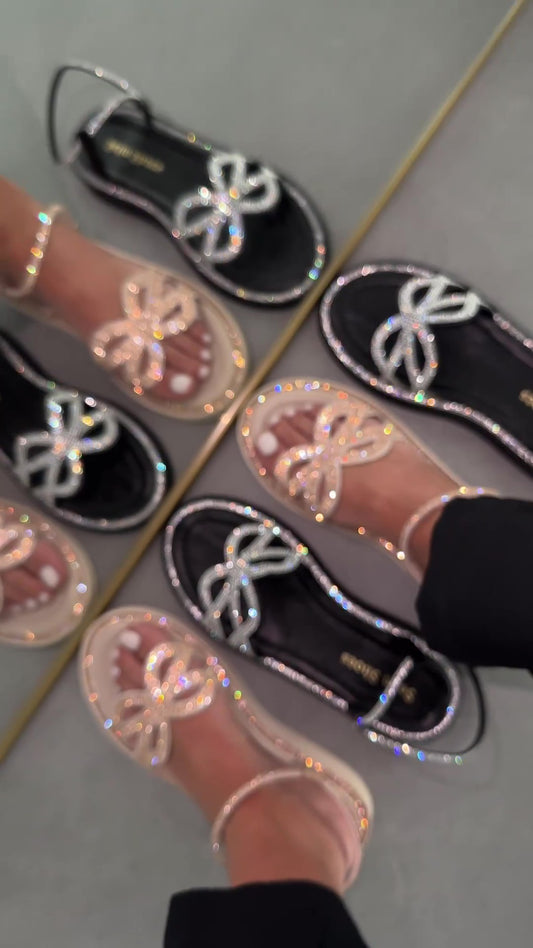Glitter Butterfly Flat Sandals