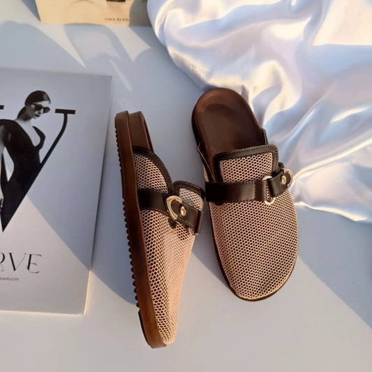 Cotton And Linen Closed Toe Half Slippers
