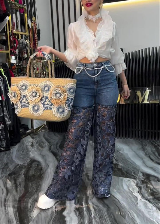 Women's Lace Patchwork Jeans