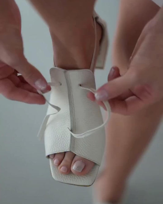 Square Toe Leather Strappy Sandals