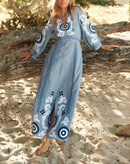 Linen Embroidered Dress