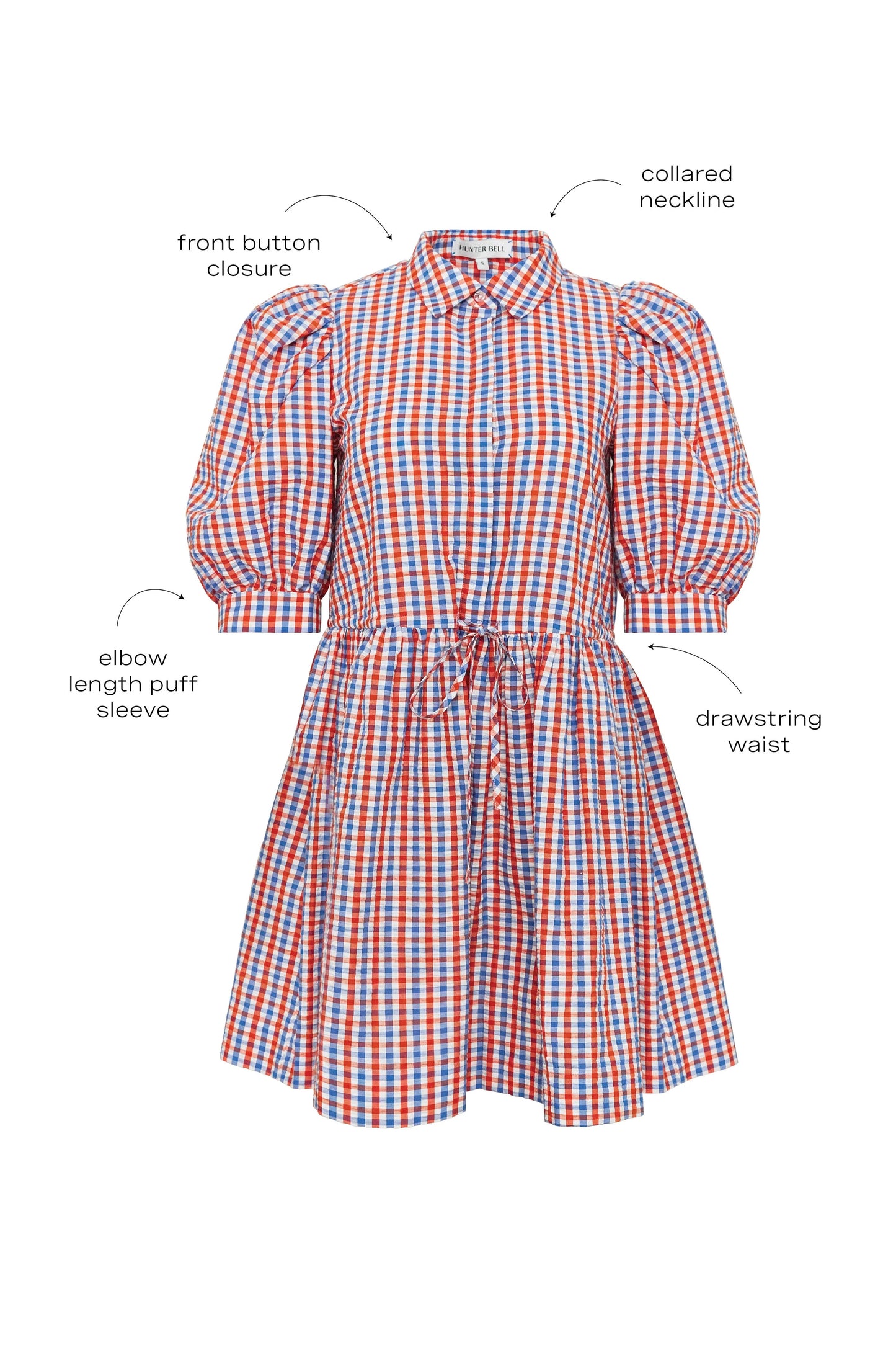 Puff Sleeve Gingham Mini Dress