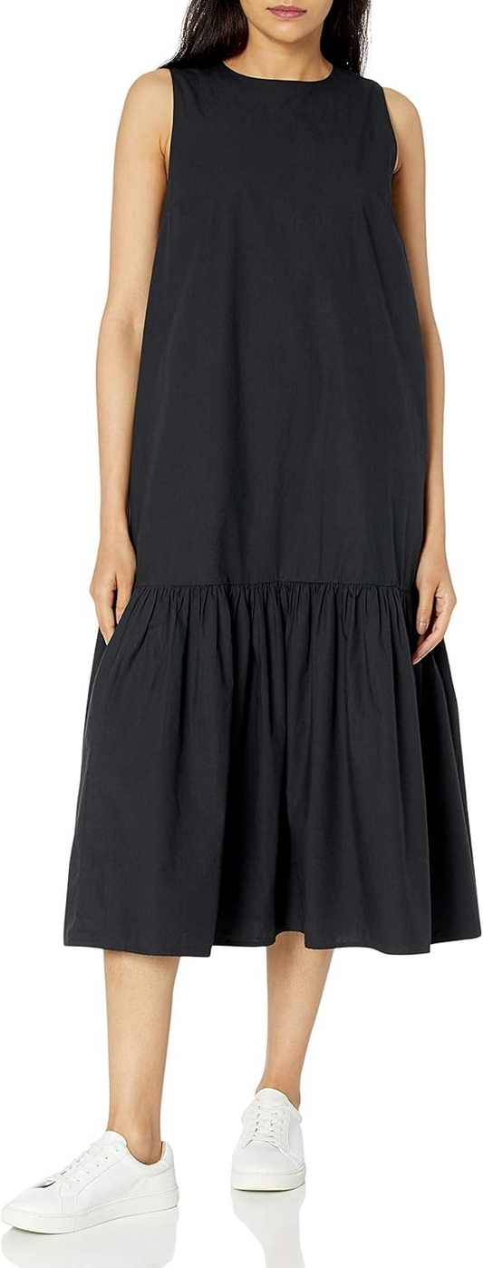 Loose Sleeveless Wide Hem Midi Dress