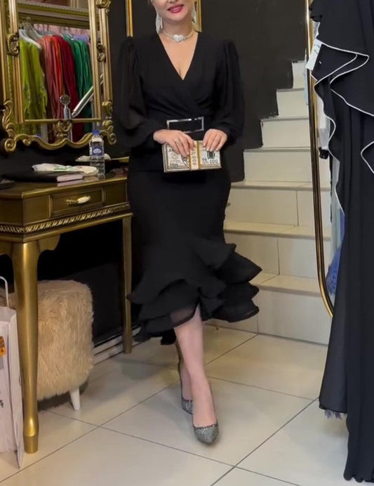 Temperament Long Sleeve Fishtail Dress
