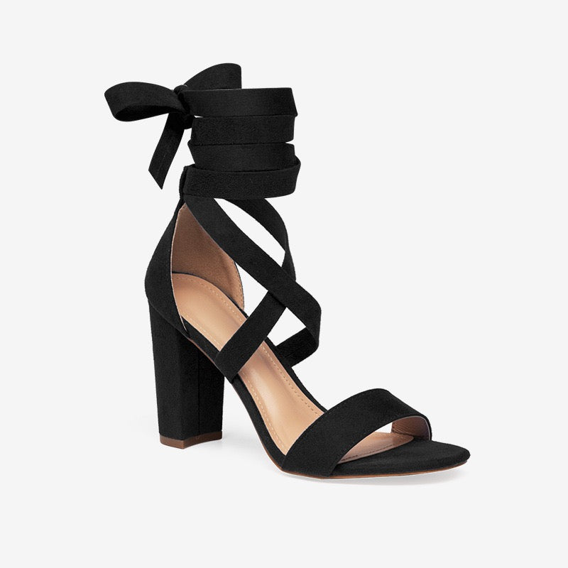 Cross-strap block-heeled sandals