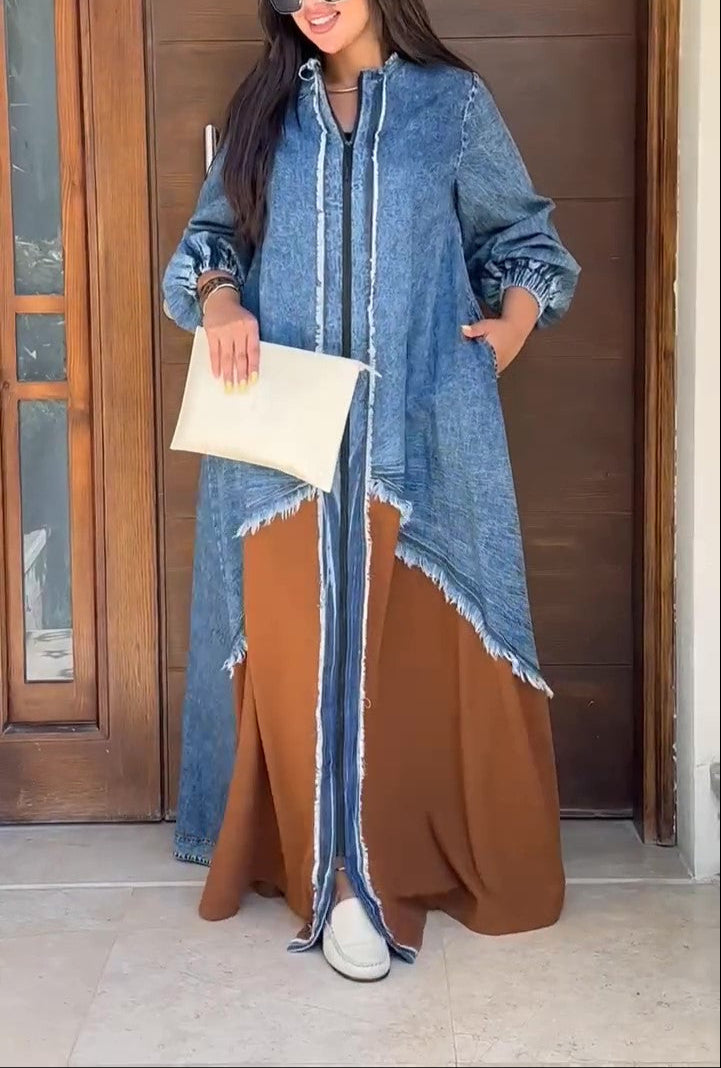 Denim Patchwork Loose Maxi Dress