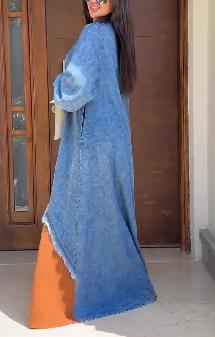 Denim Patchwork Loose Maxi Dress