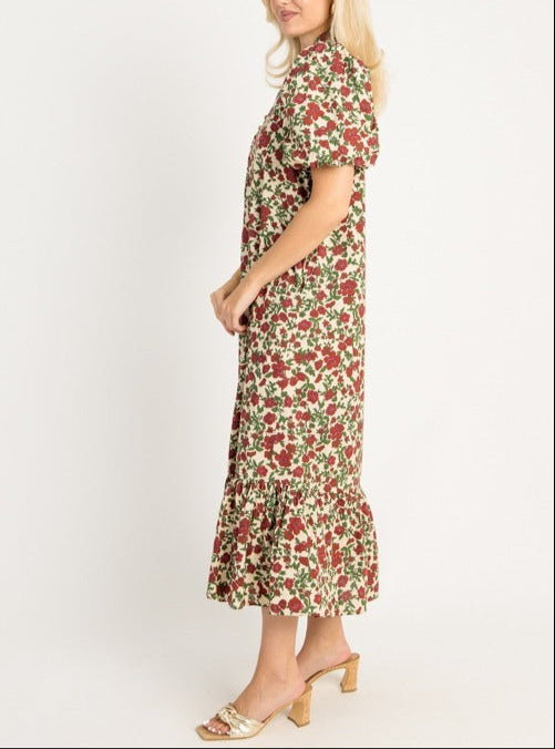 Brown Mixed Print Maxi Dress
