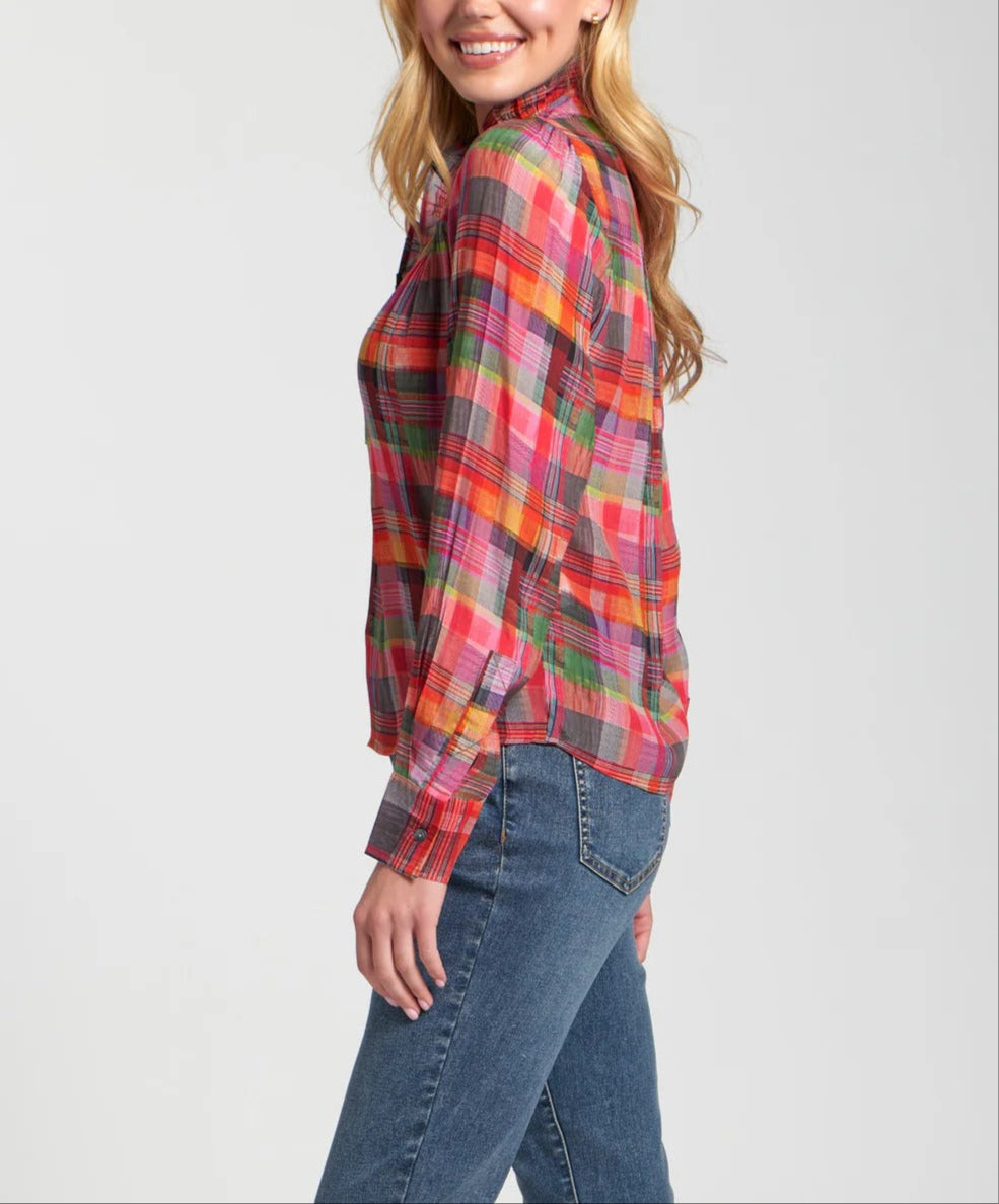 RUFFLE HALF PLACKET BLOUSE