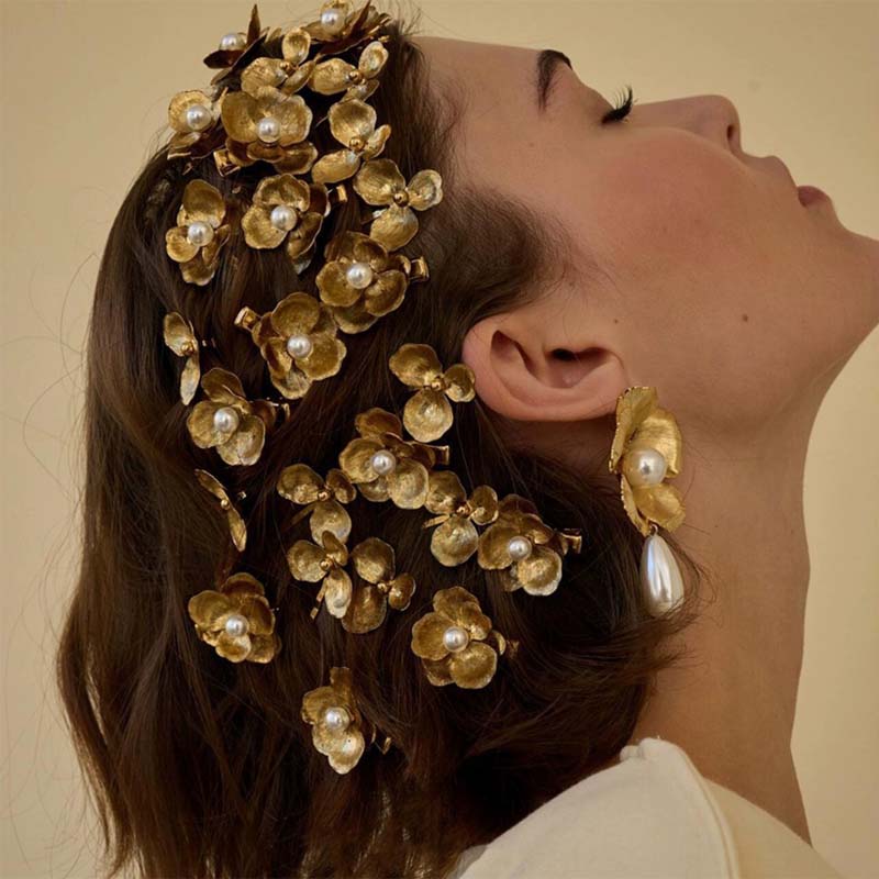 Vintage Pearl Flower Hairpin Side Clip Hair Accessories