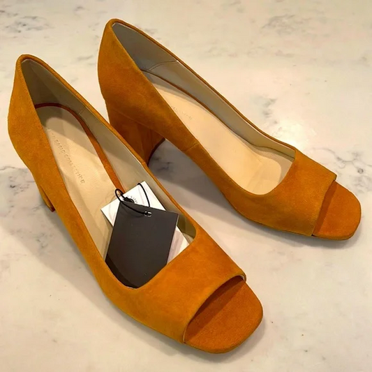 Open Toe Suede Block Heels