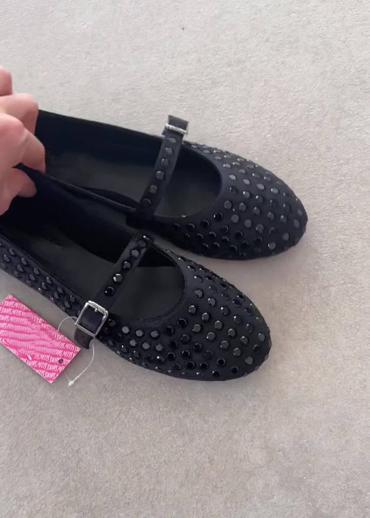 Genuine Leather Rhinestone Buckle Shoes