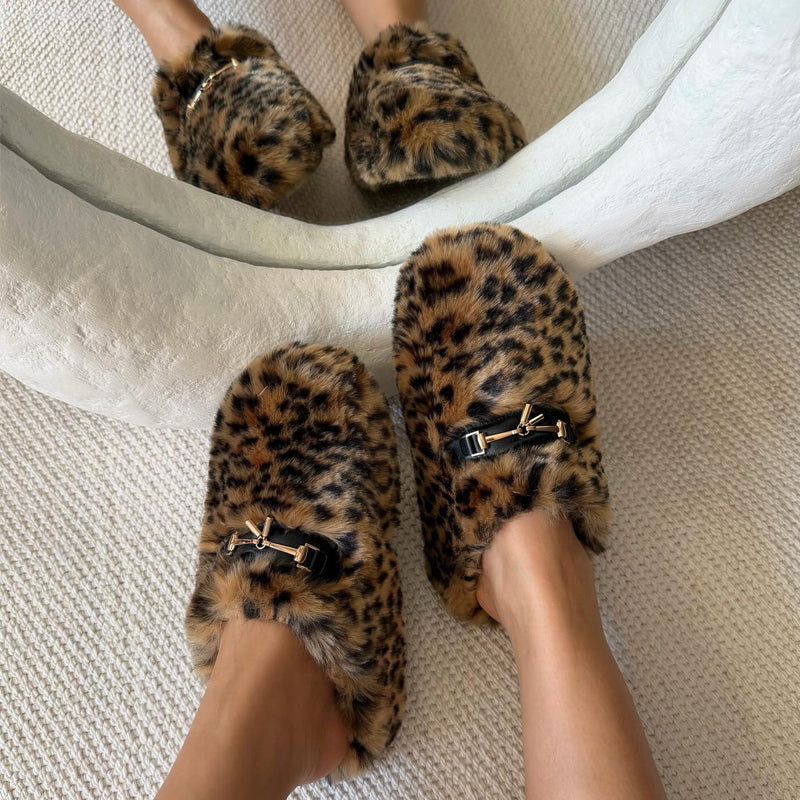 Fleece-lined Platform Slippers With Imitation Mink Hair