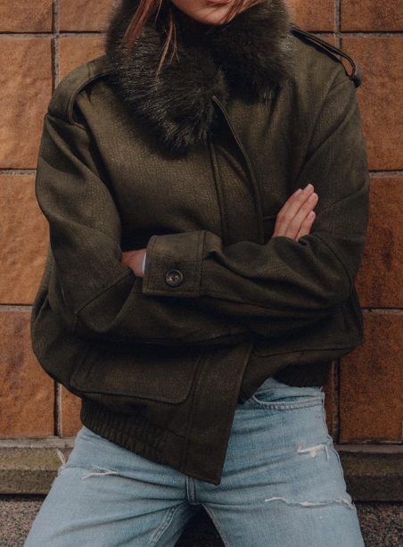 Chic Suede Faux Fur Jacket